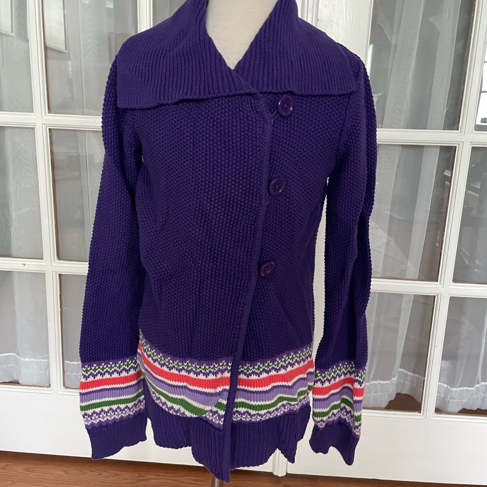 Girls 10 12 Gymboree purple cardigan sweater vintage 2013 EUC Fair Isle fall